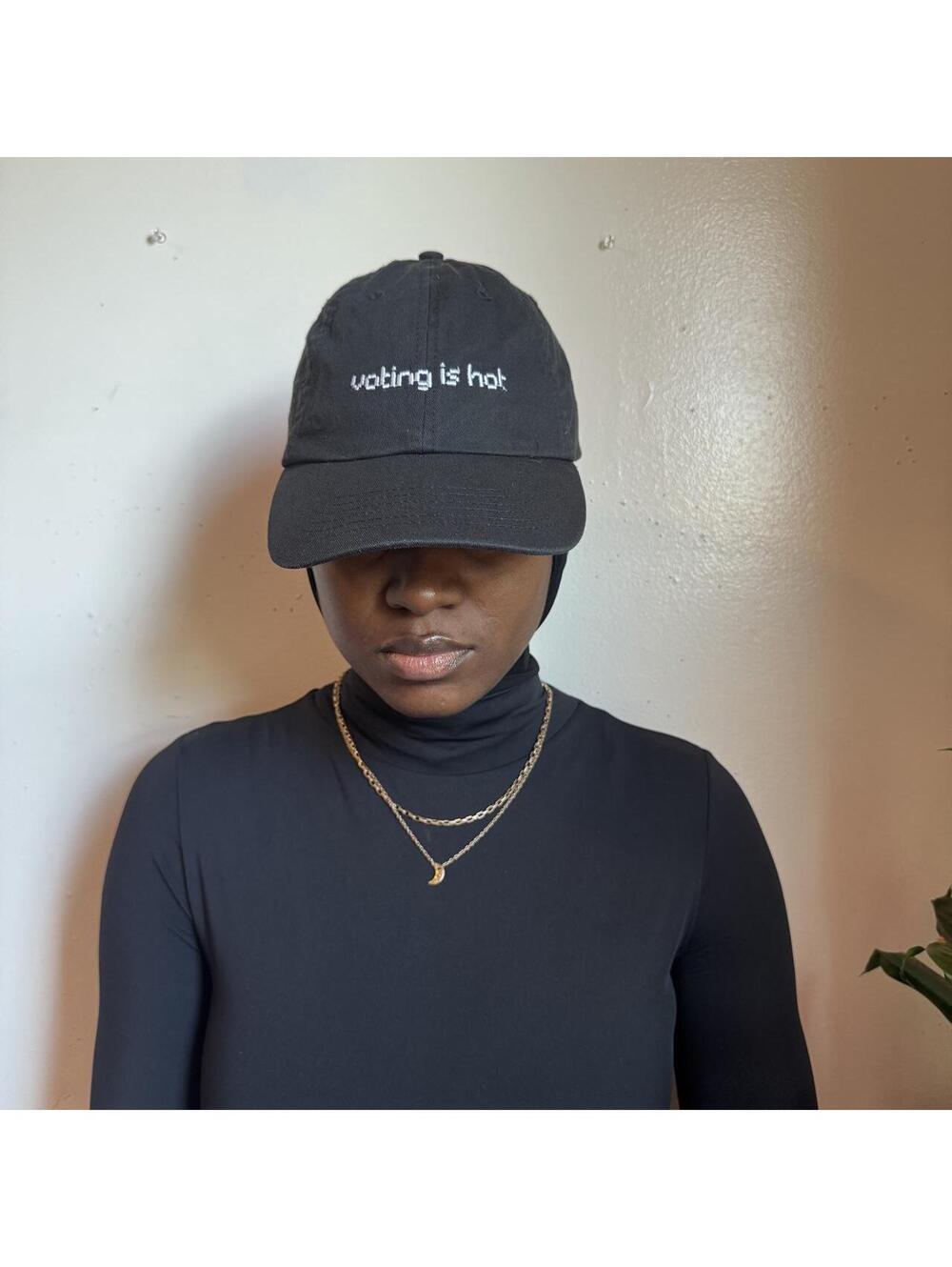 Project 26 "Voting Is Hot" Pixel Art Embroidered Black Baseball Cap one size